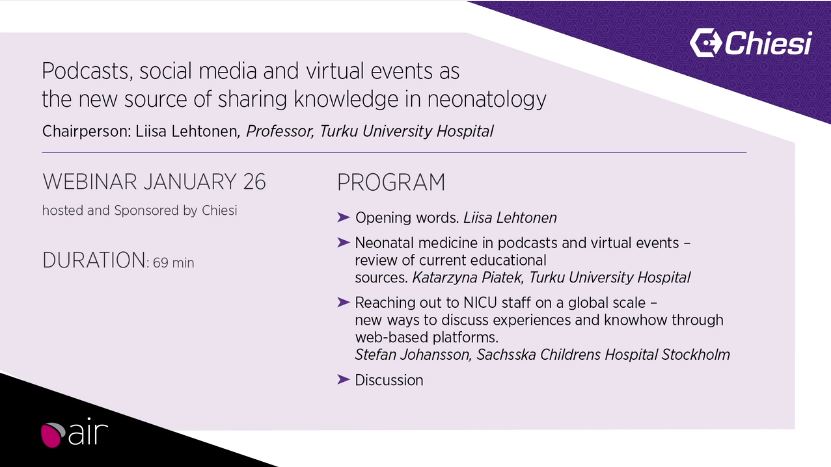Podcast, sociala medier och virtuella evenemang som den nya källan till dela kunskap inom neonatologi